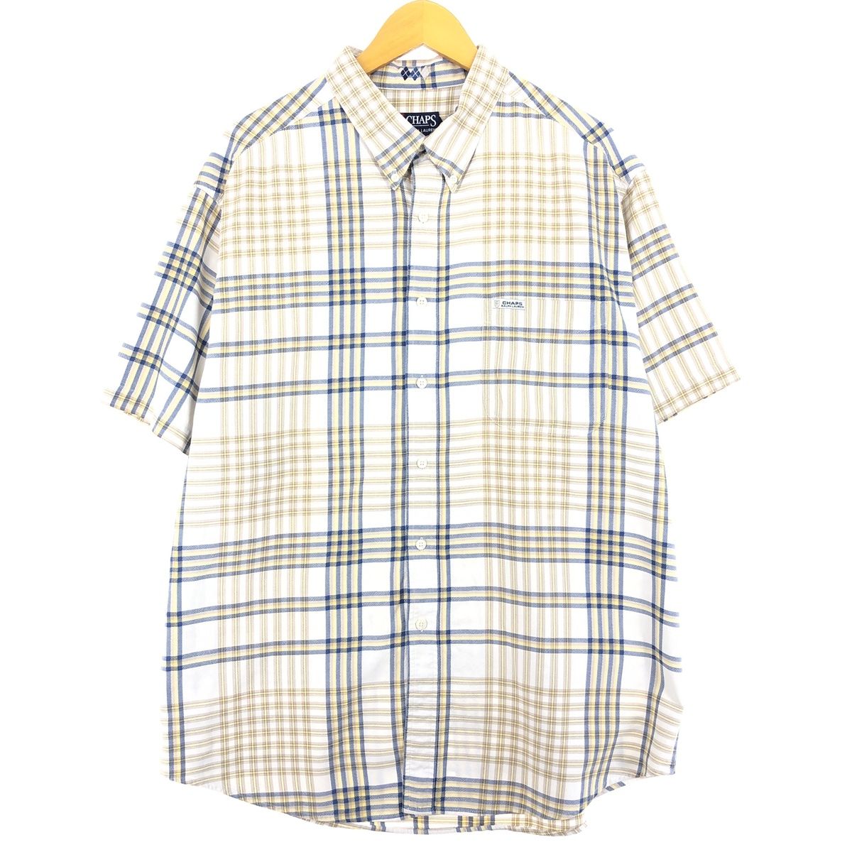 古着 90年代 ラルフローレン Ralph Lauren CHAPS チャップス 半袖 ボタンダウン チェックシャツ メンズXL ヴィンテージ/eaa443063