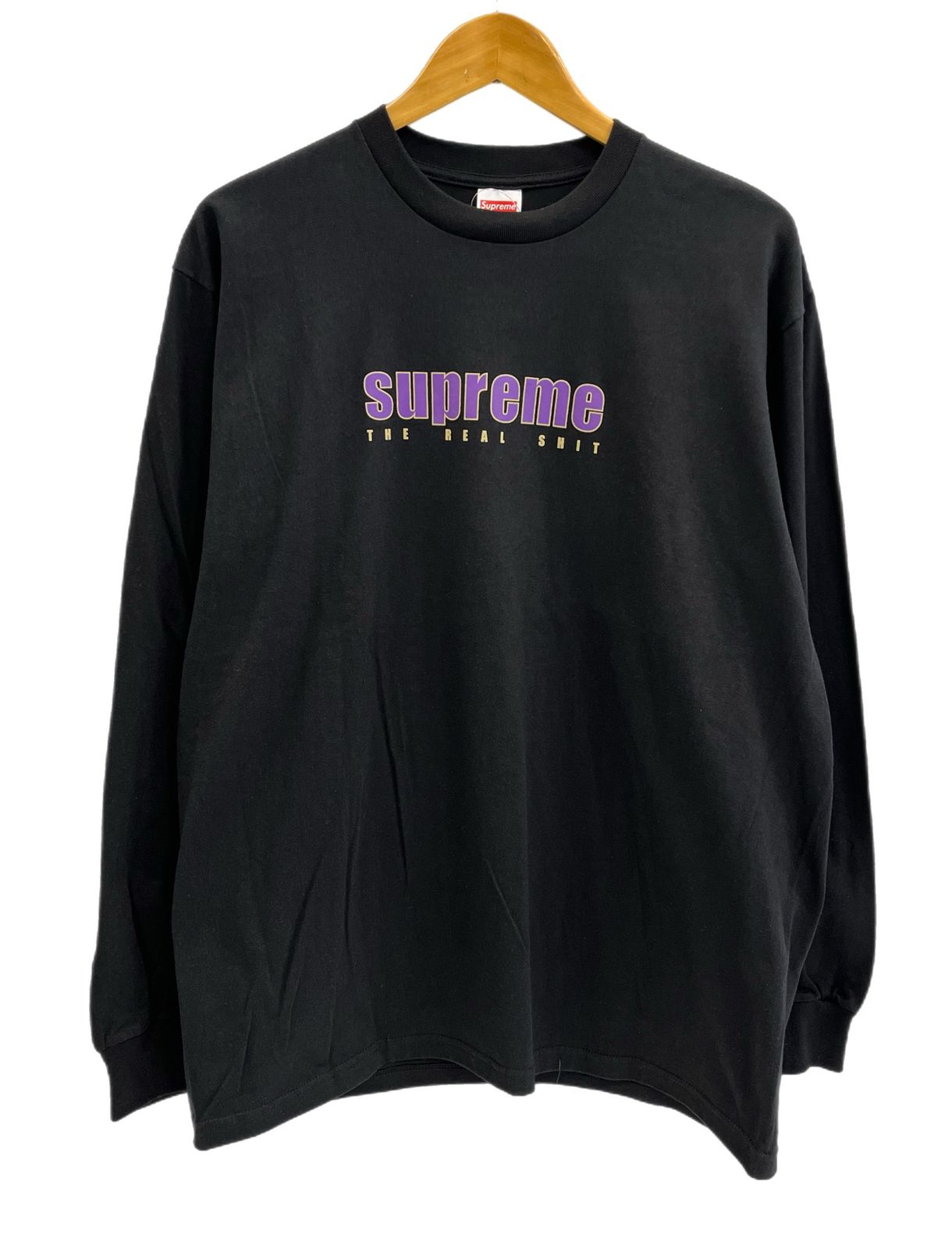 シュプリーム SUPREME The Real Shit L|S Tee ロゴプリント 長袖カットソー 黒 ロンT ブラック Lサイズ 101MT-4144