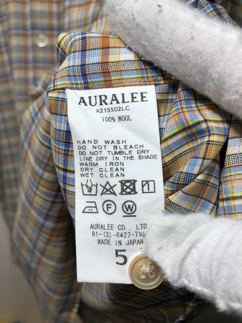 089030 21ss AURALEE WASHABLE SUPER LIGHT WOOL CHECK HALF SLEEVED SHIRTS 半袖 チェック シャツ 5 オーラリー A21SS02LC