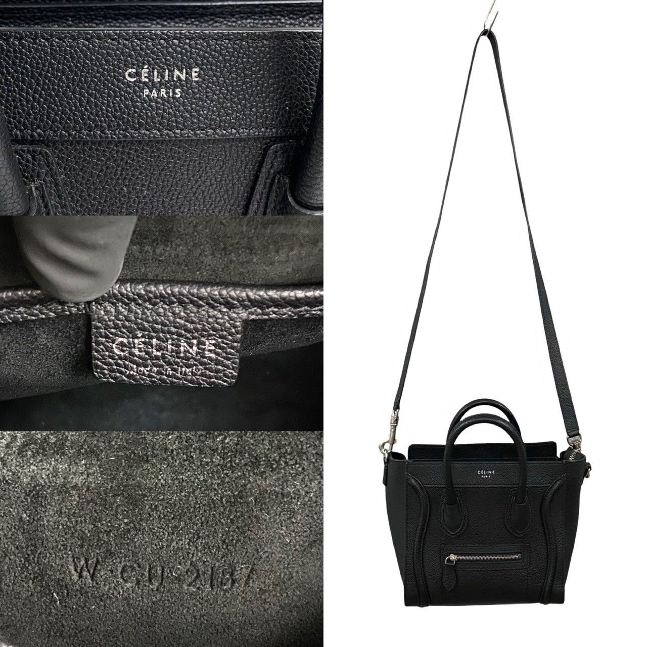 極 美品 希少品 CELINE セリーヌ ラゲージ ナノショッパー レザー 本革
