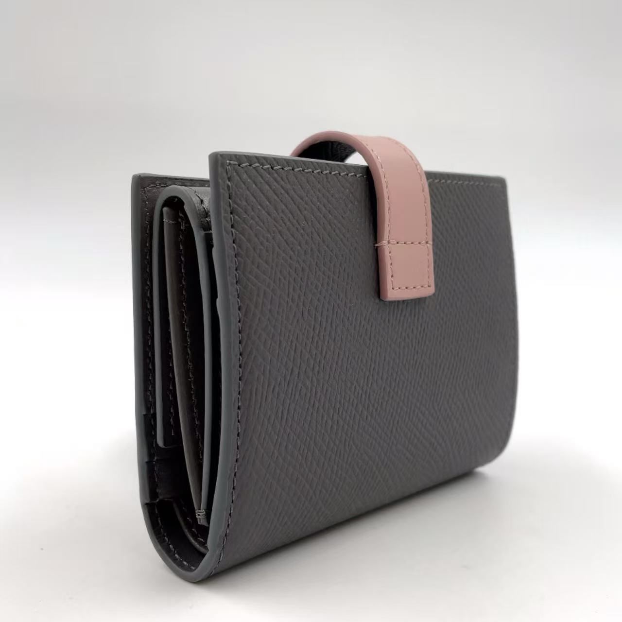 CELINE スモールストラップウォレット レザー グレー×ピンク 財布 ゴールド 10H263BRU.10GV