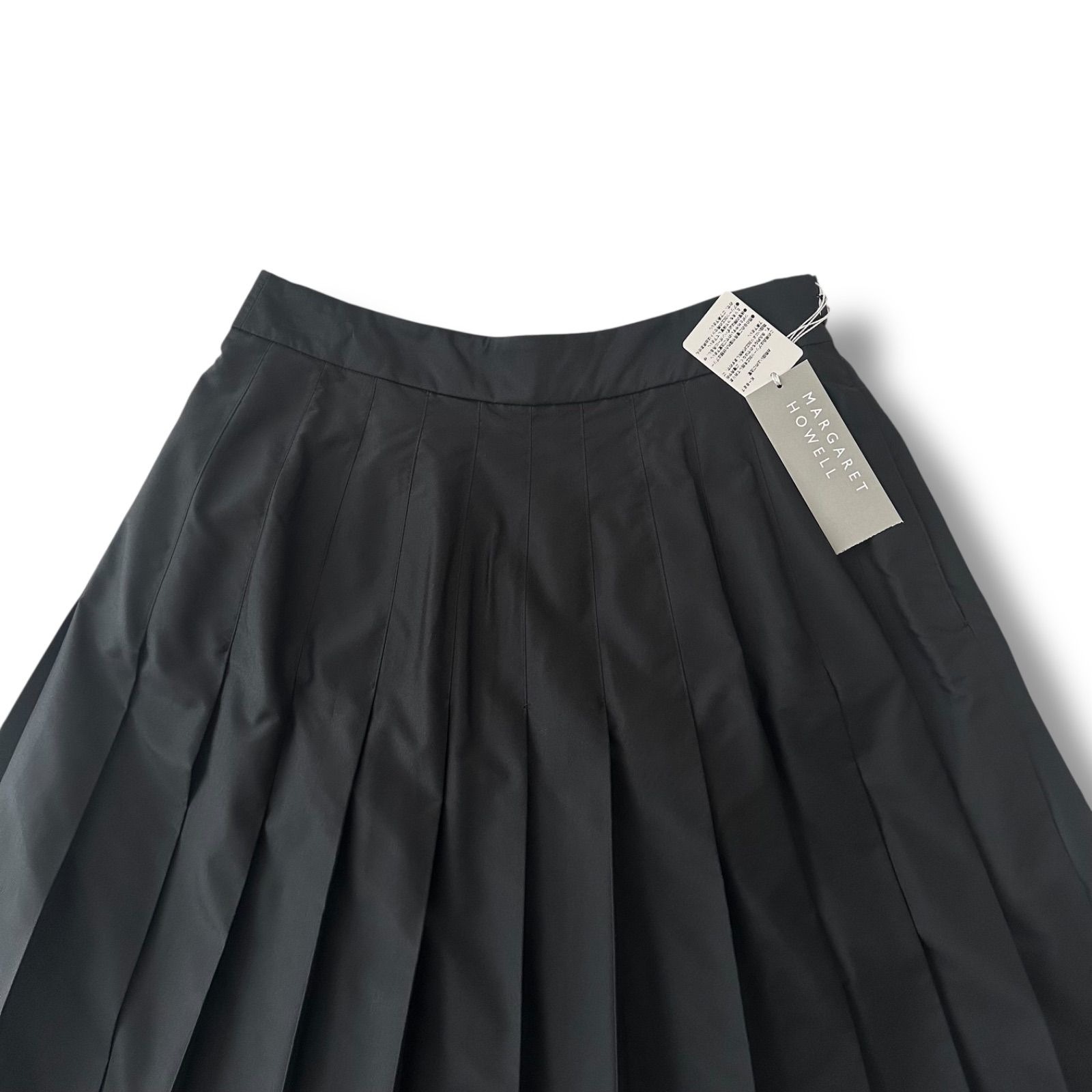18AW マーガレットハウエル シルク混 アコーディオン プリーツ スカート ブラック サイズ3