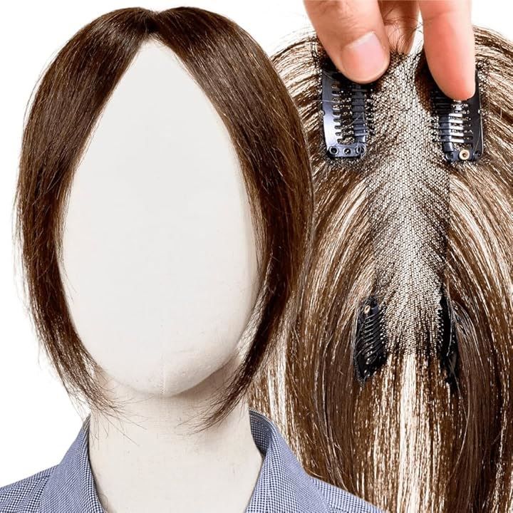 ルスブリラーレ (Luce brillare) 部分ウィッグ ヘアピース ポイントウィッグ 女性 レディース 人毛100% かつら 前髪ウィッグ ショート トップピース トップカバー つむじ(前髪未カット(ナチュラルブラウン), 12x6cm)