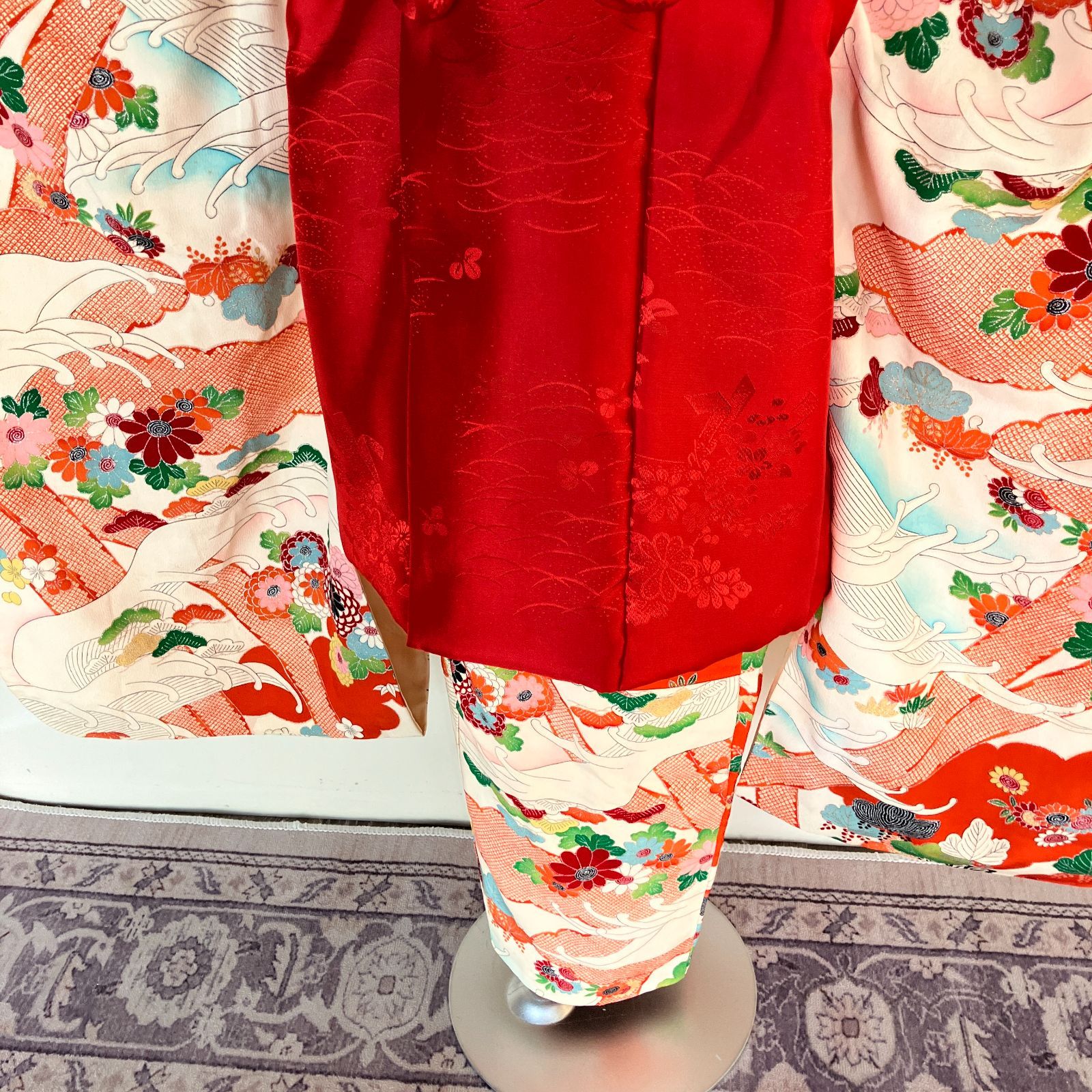 アンティーク 七五三3歳女の子着物 半襦袢 被布セット レトロ ＃きもの猫田 T333