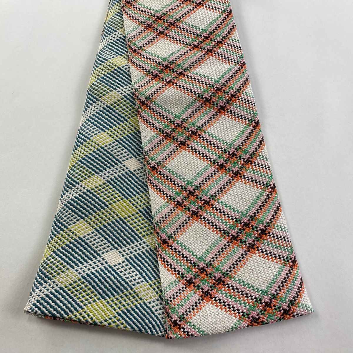 半幅帯 秀品 斜め格子 金糸 クリーム 正絹