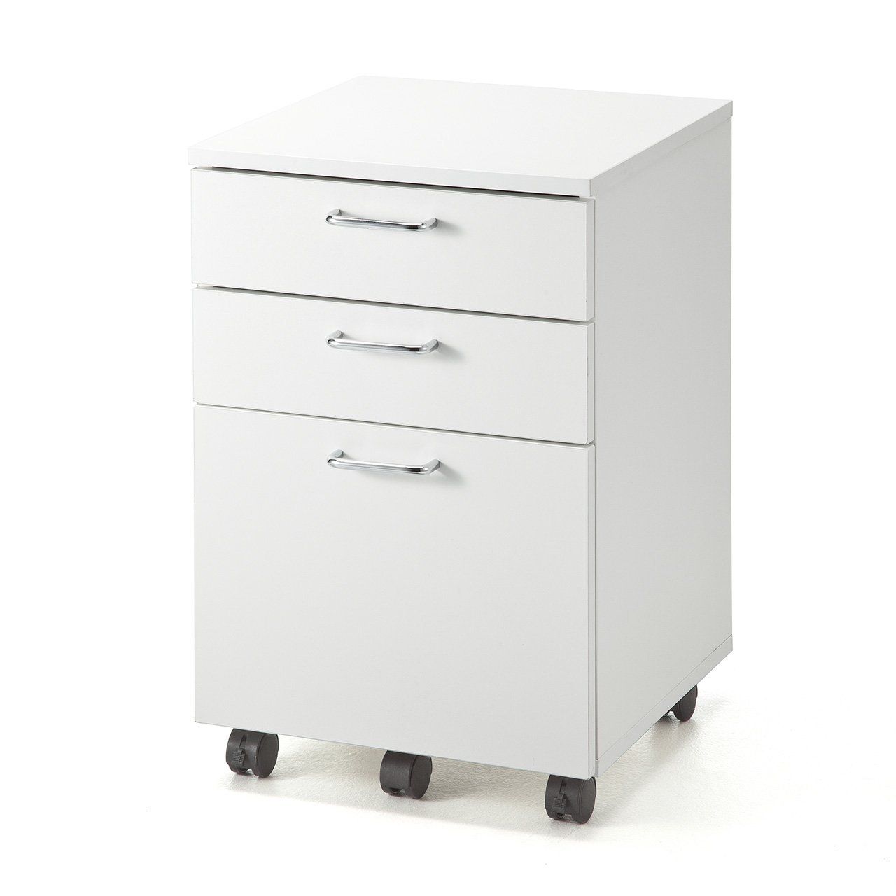 迅速発送 サンワダイレクト デスクワゴン 木製 キャスター付き 3段 A4対応 幅40×奥行43.2×高さ60cm チェスト キャビネット ホワイト 100-SNW017W