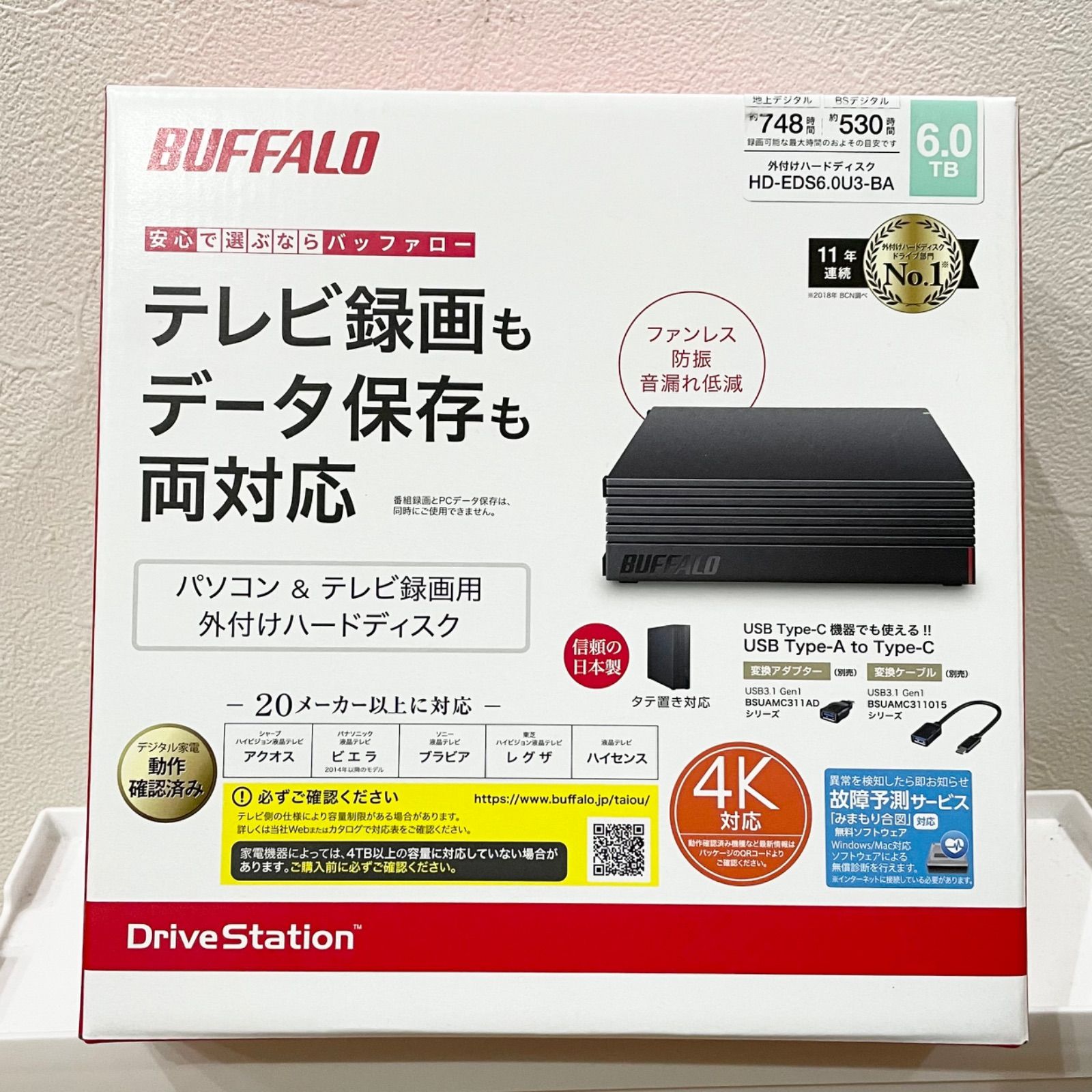 バッファロー パソコン＆テレビ録画用外付けハードディスク 6.0TB