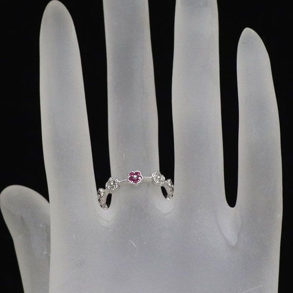K18WG ルビー ダイヤモンド リング 0.23ct D0.25ct フラワー - メルカリ 
