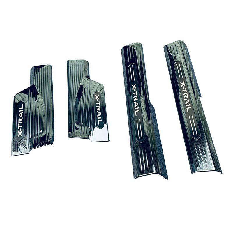 式日産エクストレイル ステンレス製内蔵ドアステッププレート 迎賓踏板装飾メタルフィニッシュ