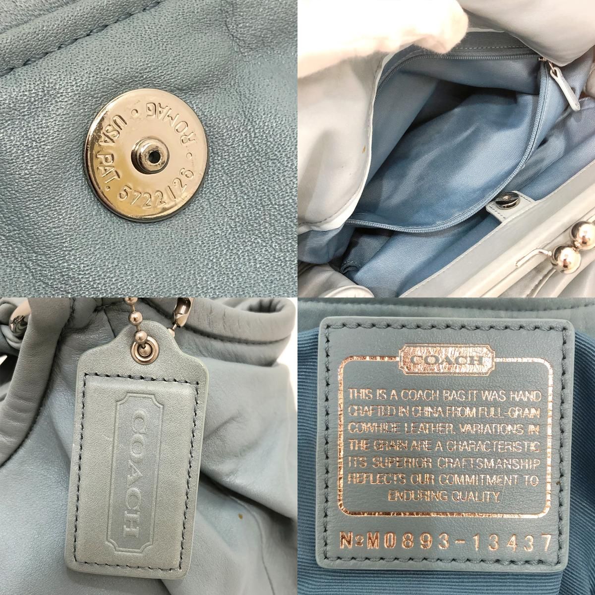 COACH レザーショルダーバッグ グレー/ブルー