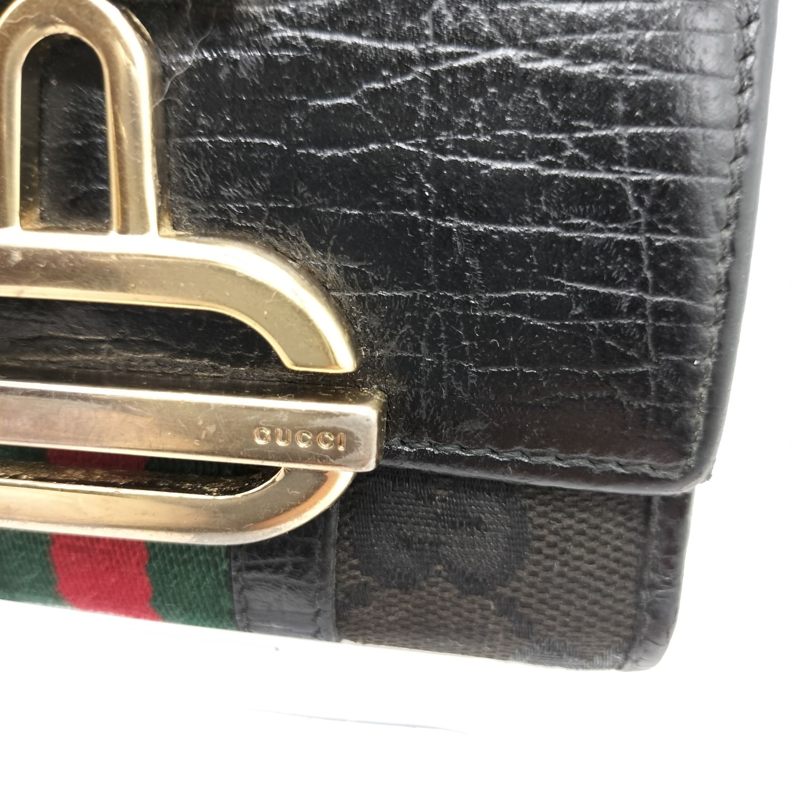 Gucci グッチ GGキャンバス シェリーライン 2つ折り財布 キャンバス