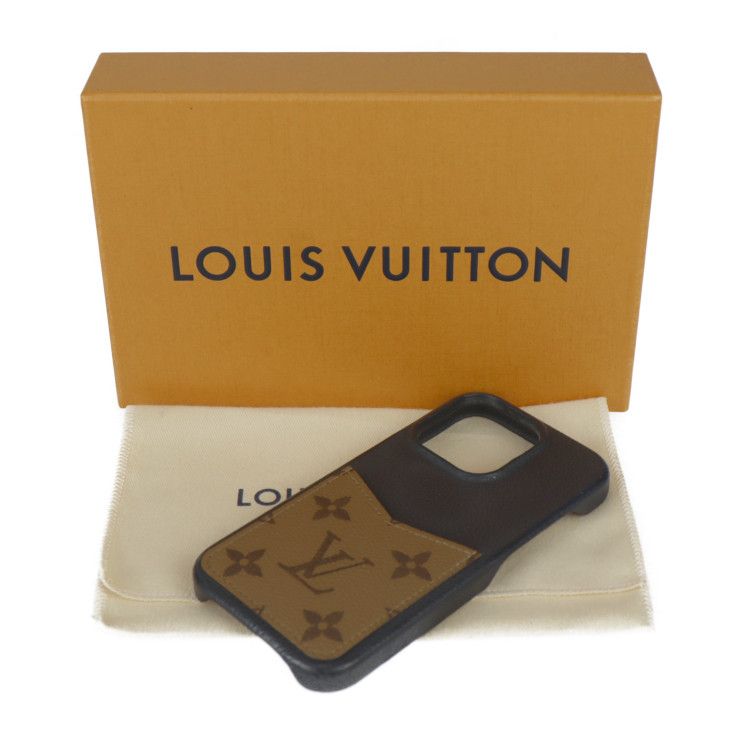 LOUIS VUITTON ルイ ヴィトン IPHONE バンパー 15 Pro その他小物 M82889 モノグラムリバース レザー  ブラウン ブラック iPhoneケース スマホケース ビトン 【本物保証】