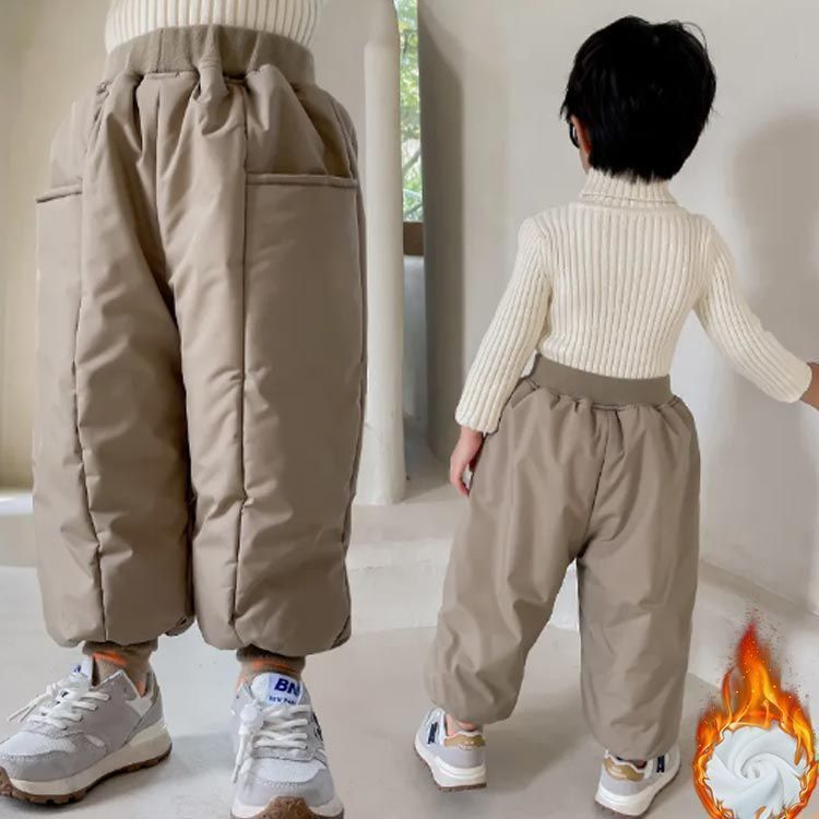 中綿パンツ キッズ ダウン風 ベビー 子供服 防寒 雪除け 裏起毛 中綿 ジョガーパンツ スノーパンツ 男の子 女の子 ボトムス ウェストゴム ズボン パンツ スノーウェア スキーウェア 無地 雪遊び dongdong12672 WHITEMONARCHHOTEL_COM