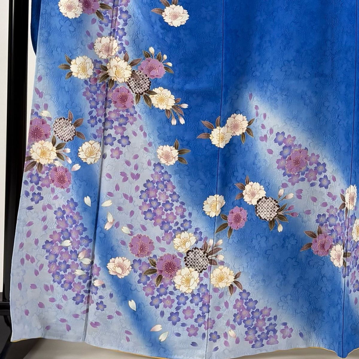振袖 身丈165.5cm 裄丈67cm M 袷 桜 花びら 箔 金彩 青 正絹 名品 WWW_SUPERTOOLSSHOP_NL