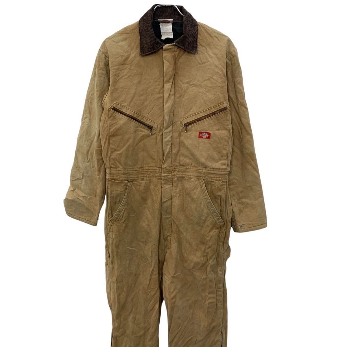 2025年春の つなぎ 長袖 ダッグ Dickies W36 ジップ ディッキーズ ベージュ パンツ