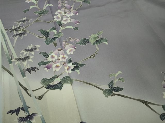 平和屋本店□極上 本加賀友禅作家 吉本大輔 訪問着 桔梗 藤紫色地 逸品