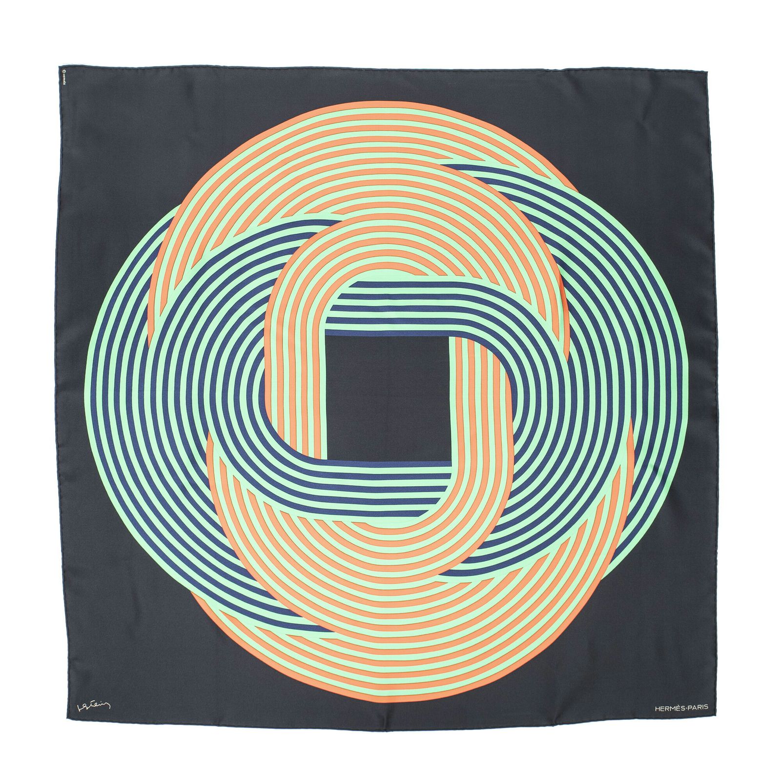 HERMES エルメススカーフブラック グリーン ツイルシルクA