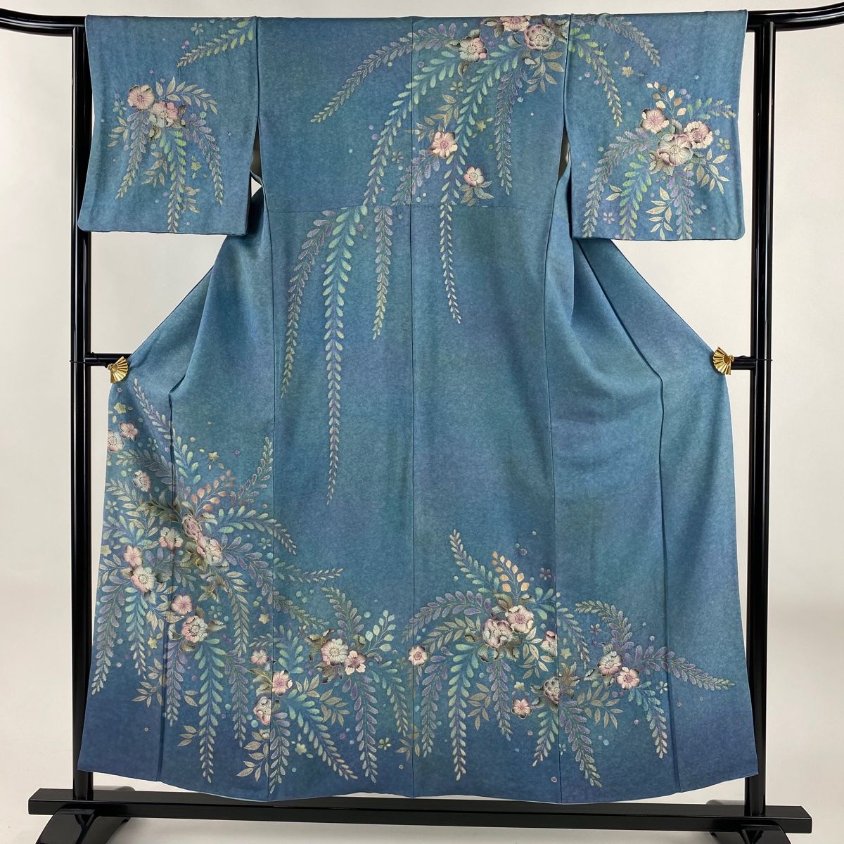 訪問着 身丈154.5cm 裄丈62.5cm S 袷 辻が花 銀通し 金銀彩 藍色 訪問着 身丈154.5cm 裄丈62.5cm S 袷 辻が花 銀通し 金銀彩 藍色
