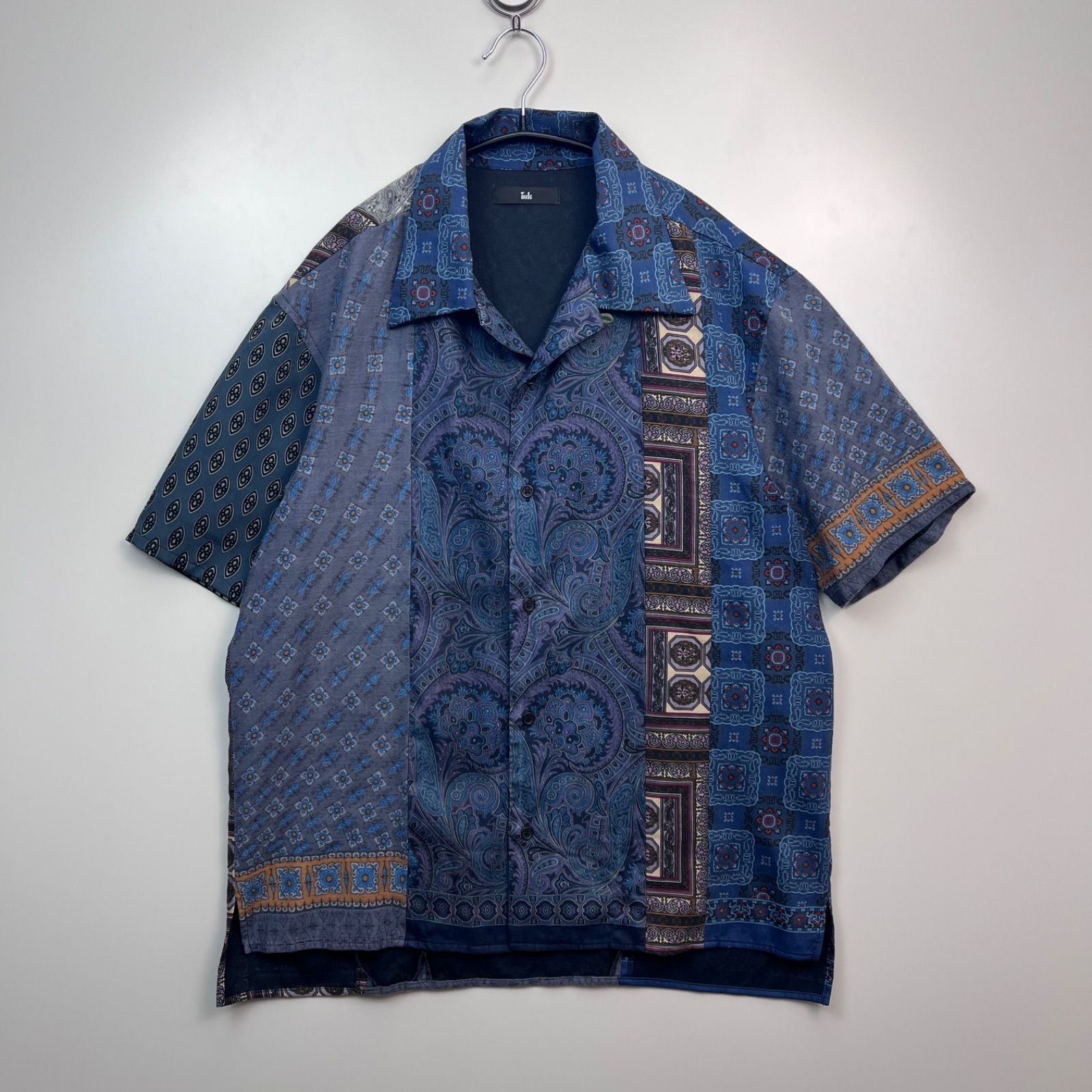 ink remake patchwork open collar ss shirts インク リメイク パッチワーク オープン 開襟 半袖シャツ M ペイズリー 総柄