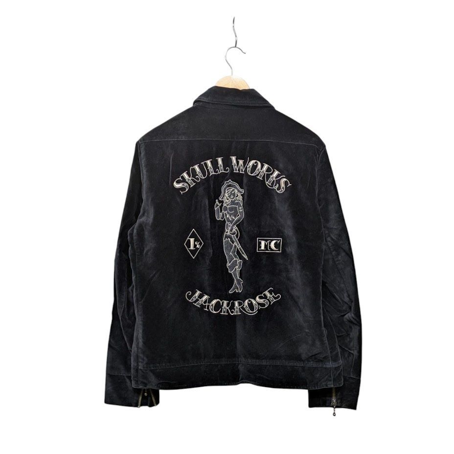 ★ スカルワークス×ジャックローズ つなぎ ジャンプスーツ 長袖 ロゴ 刺繍 3 ジャックローズ Skull Works スウィングトップ ブルゾン スカル 刺繍