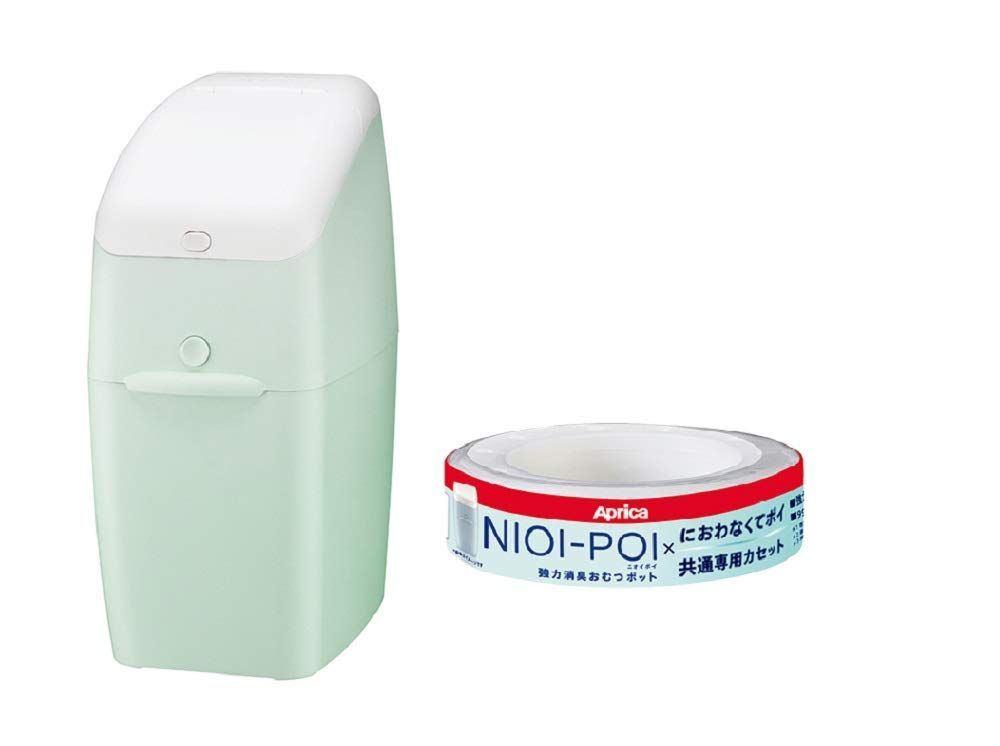 Aprica(アップリカ) 強力消臭紙おむつ処理ポット ごみ箱 ニオイポイ NIOI-POI ペールミント GN カセット1個付 2022830 [ペールミント]
