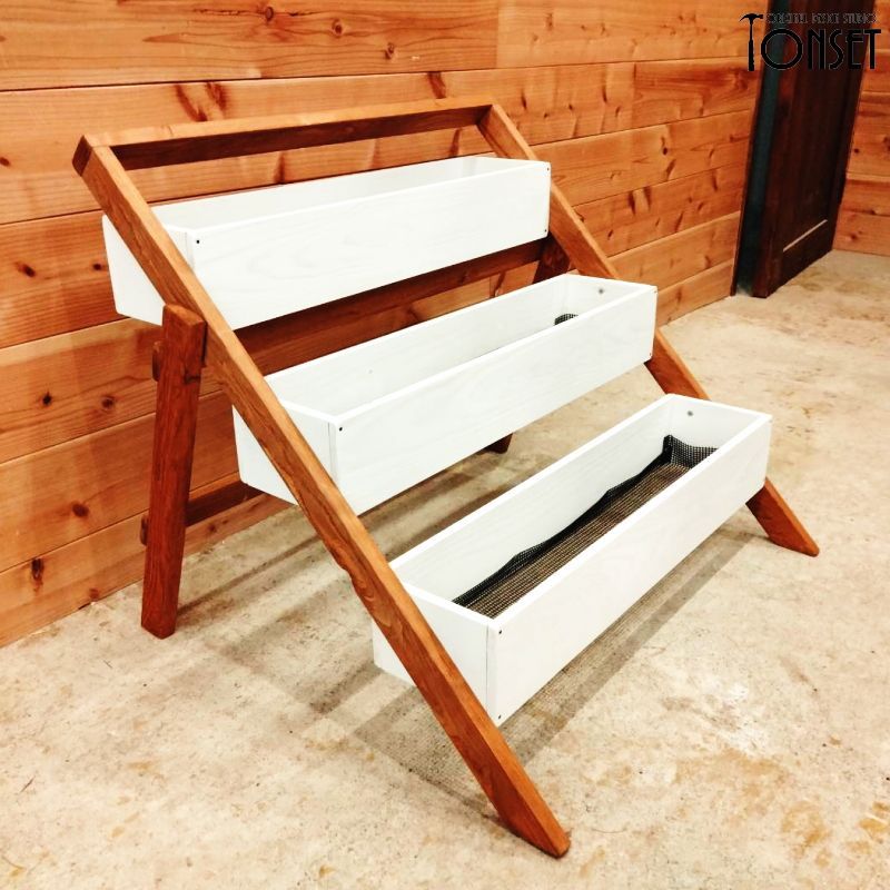 折り畳み式木製3段プランタースタンド フレンチカフェ風col. - メルカリ 