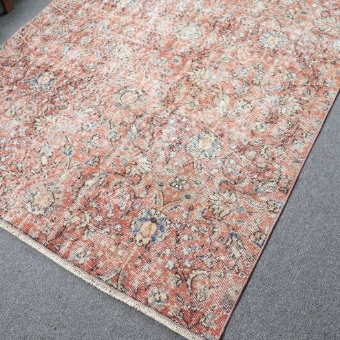 ヴィンテージラグ 142x253cm トルコラグ レッド 草木柄 - メルカリ