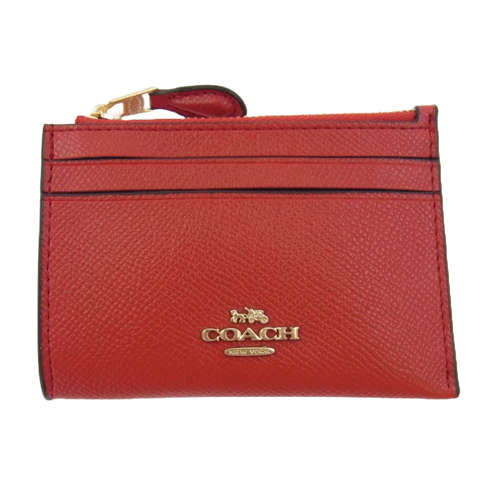 COACH コーチ 88250 IMF8Q MINI SKINNY ID CASE ミニ スキニー IDケース カードケース パスケース 定期入れ レッド系【極上美品】