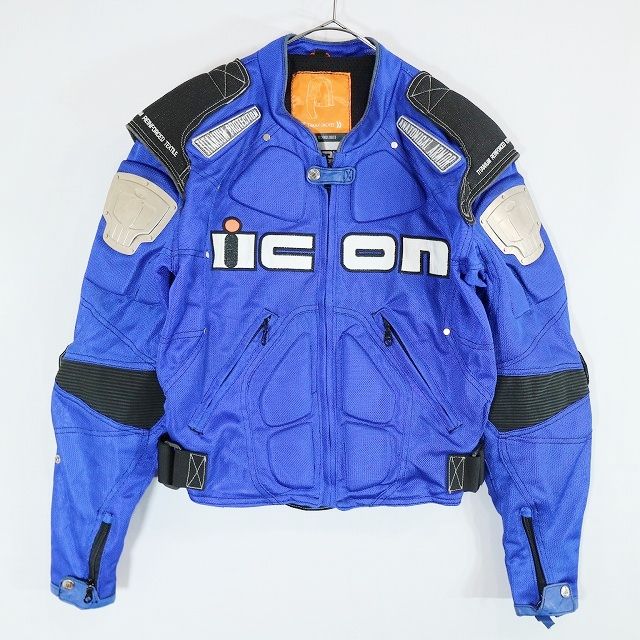 icon アイコン レーシングジャケット バイク バイカー レーサー レース モーターサイクル ブルー ( メンズ S ) 中古 古着 5/  ｍ8782 - メルカリ