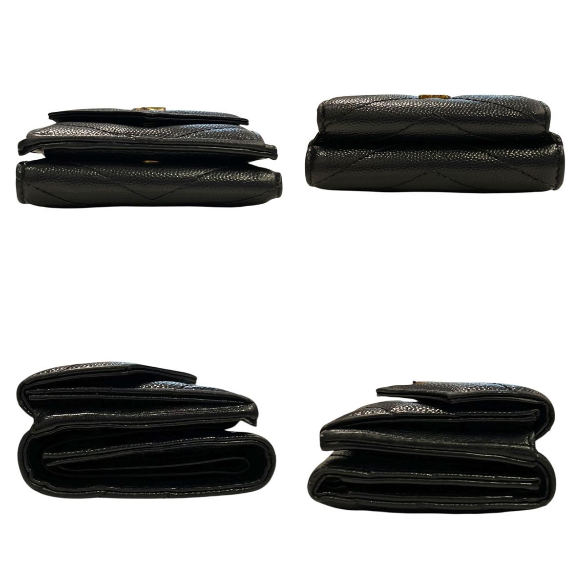 【超美品】Saint Laurent 超人気モデル 三つ折り財布 ブラック サンローラン SAINT LAURENT 財布 レザー ミニ財布 コンパクト財布 三