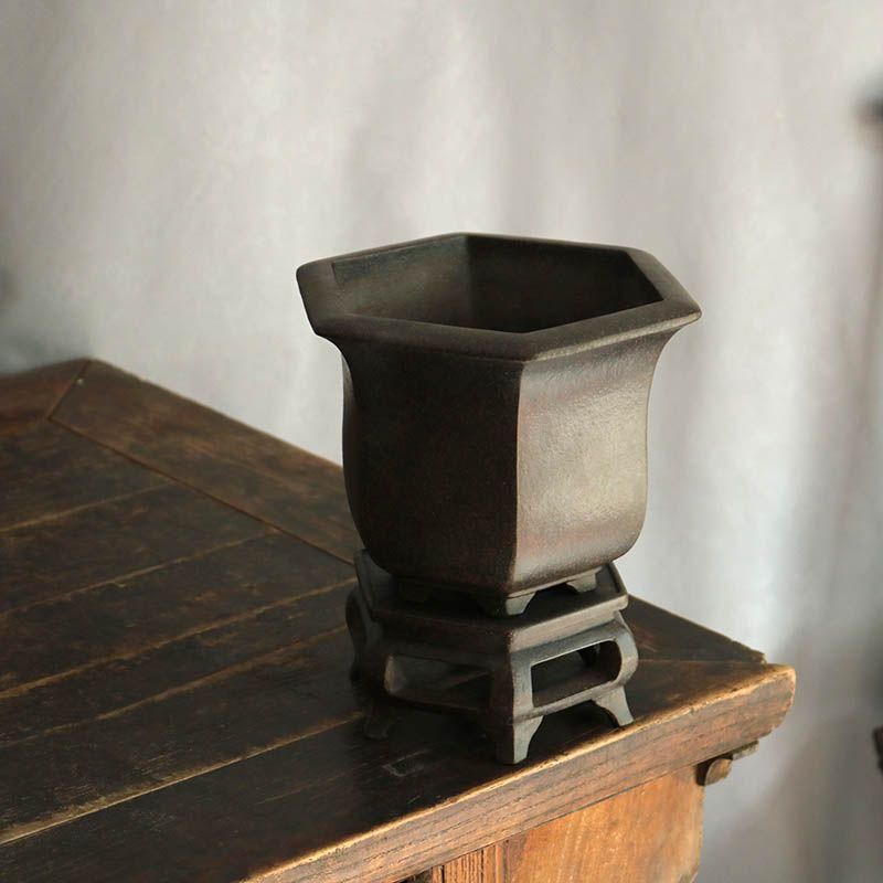 紫砂鉢 素面六方蘭鉢台付 盆栽鉢 植木鉢 小品盆栽鉢 大品盆栽鉢 紫砂鉢 素面六方蘭鉢台付 盆栽鉢 植木鉢 小品盆栽鉢 大品盆栽鉢