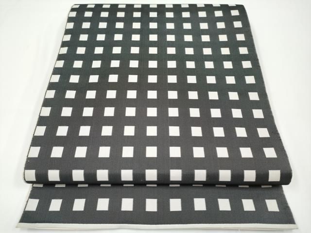 袋帯【辻村寿三郎】ジュサブロー モダン市松格子 正絹 紫色 茶色 六通柄 着物帯 袋帯【辻村寿三郎】ジュサブロー 桜 正絹 染め分け 灰色 赤紫色 六通柄