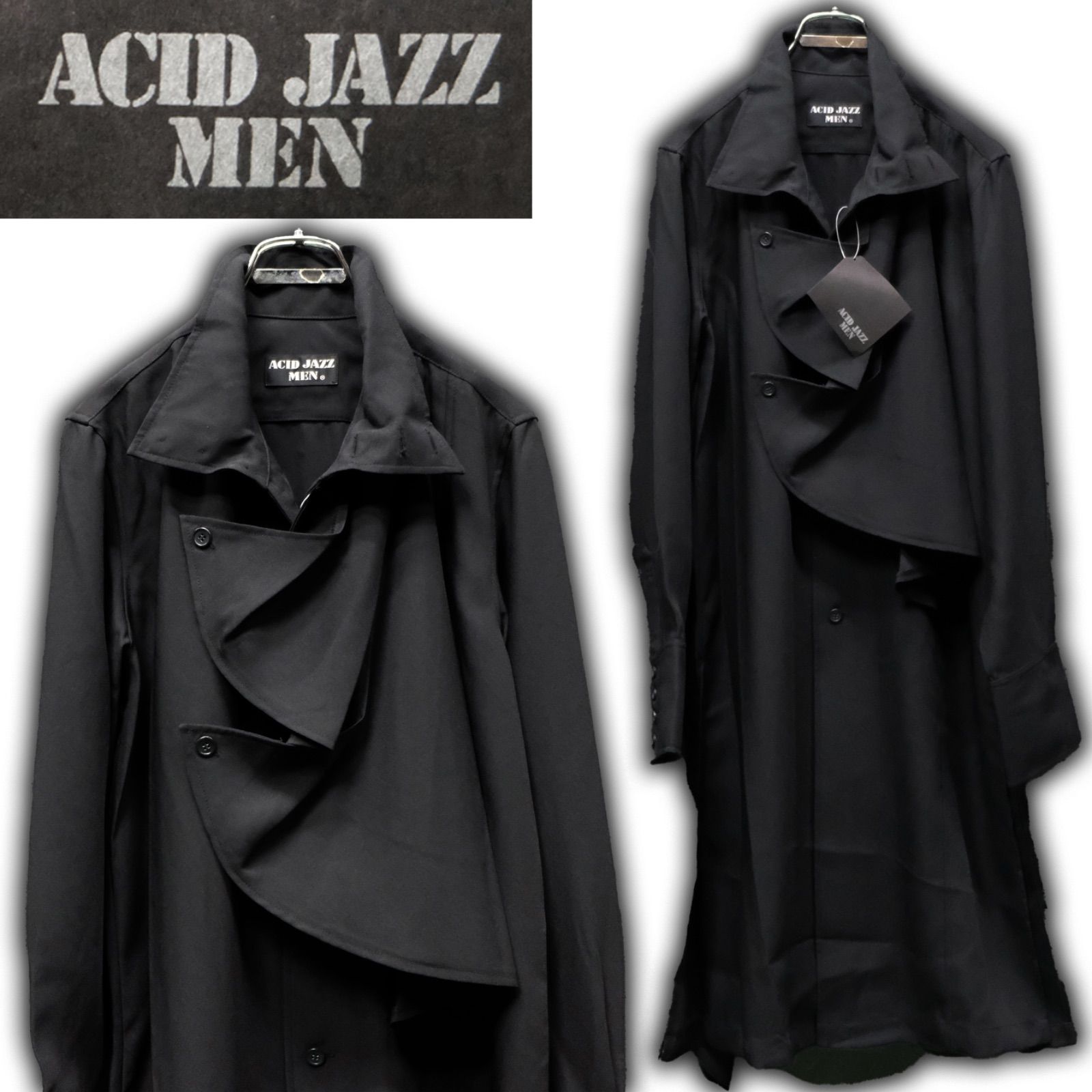 90s ACID JAZZ MEN ドレープデザイン シャツコート デッド 90s ACID JAZZ MEN ドレープデザイン シャツコート デッド