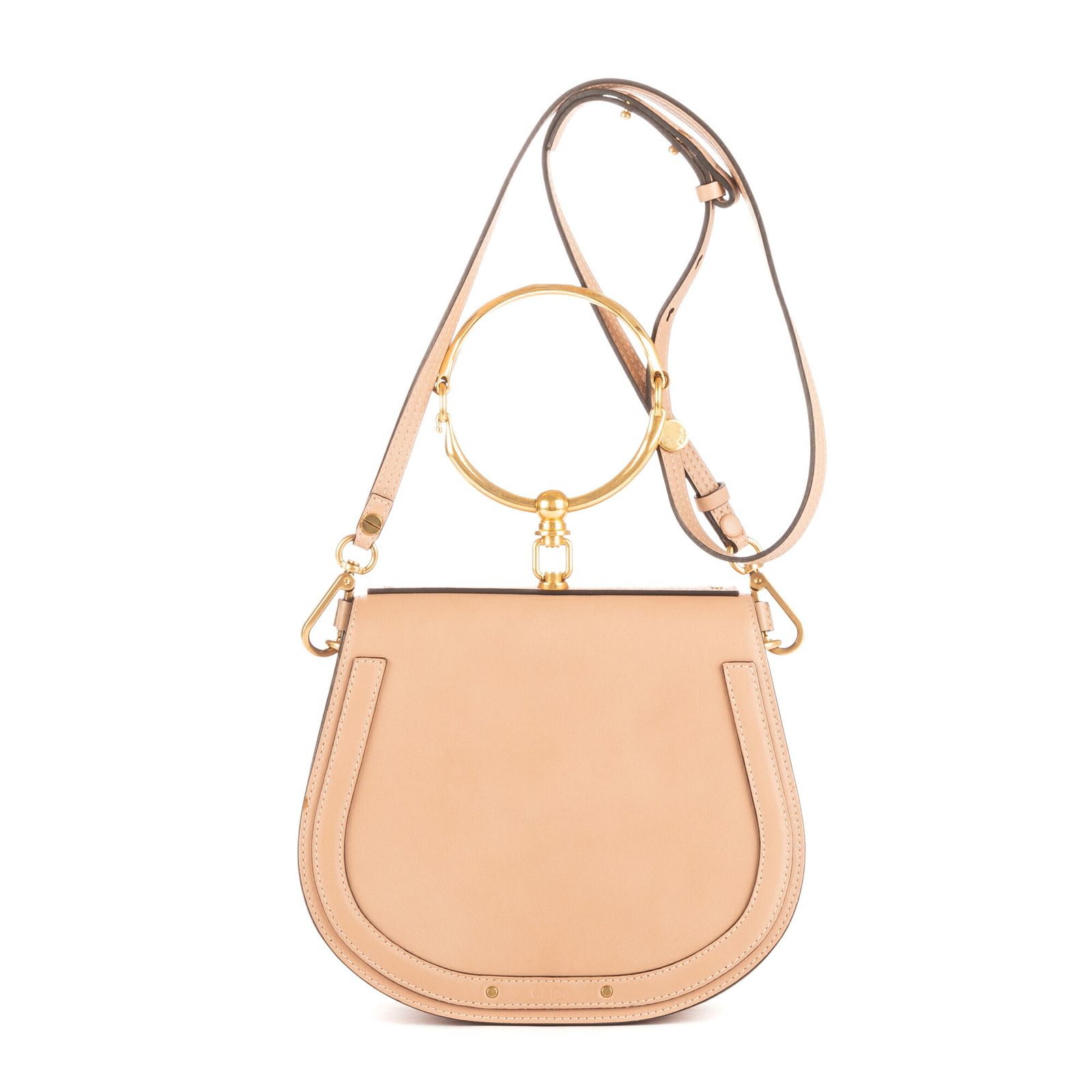 中古] CHLOE クロエナイル トップハンドルベージュカーフスキンレザーA 