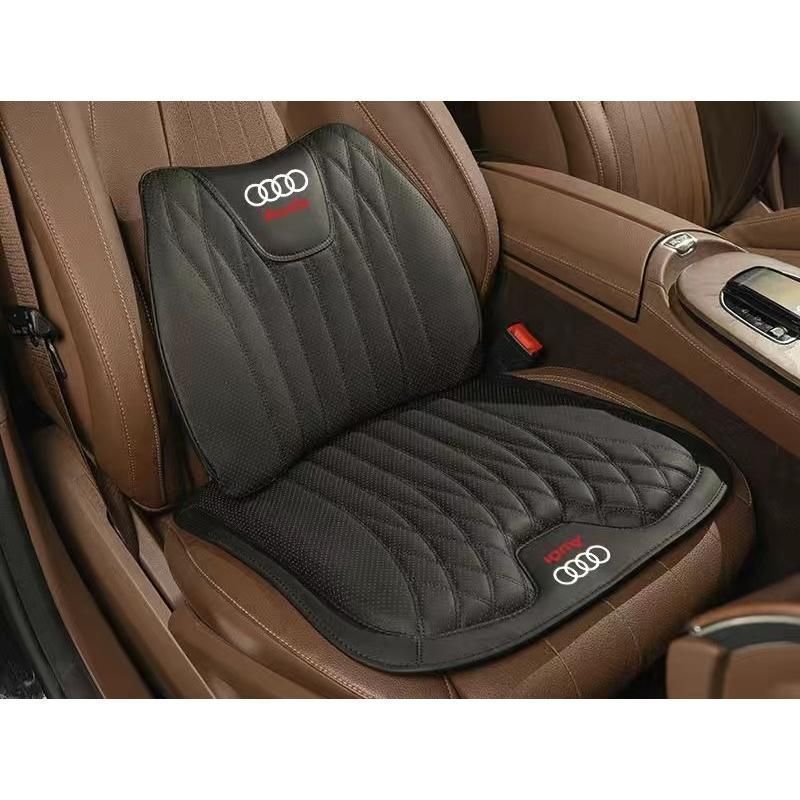 ◆アウディ AUDI◆ブラック◆シートクッション 車用 シートカバー ナッパ レザー 腰当て 滑り止め 弾性 座布団1点 腰クッション1点 aace qt