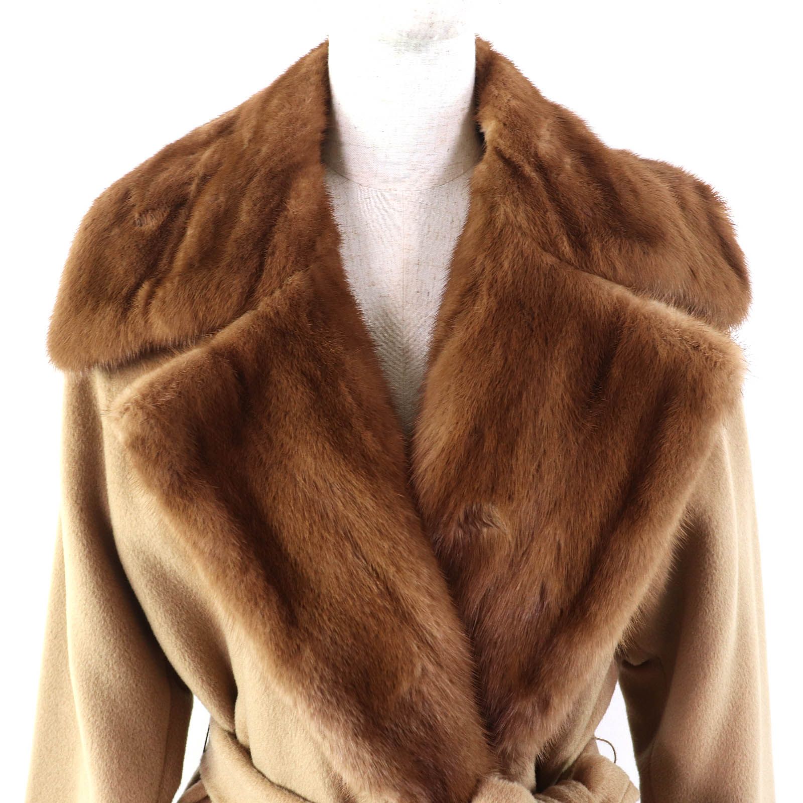 極美品】MaxMara 白タグ ウール ショート コート ブラウン ベルト