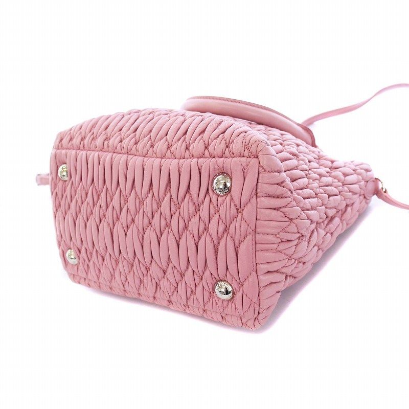 ミュウミュウ miumiu マテラッセ ナッパクリスタル 2WAY ハンドバッグ トートバッグ ショルダーバッグ レザー ピンク 5BE001 /KH  □OH - メルカリ