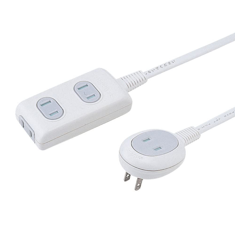 サンワサプライ 電源タップ 3個口+1個口(プラグ部) 2P 10m ホコリ防止シャッター付き TAP-B9-10N 白い，グレー [10m]