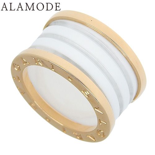 BVLGARI ブルガリ ビーゼロワン ビー ゼロワン リング 345830 K18 ピンクゴールド PG セラミック 指輪 アクセサリー ジュエリー B-zero1 10 50 号 ホワイト白 レディース 41100071853 アラモード