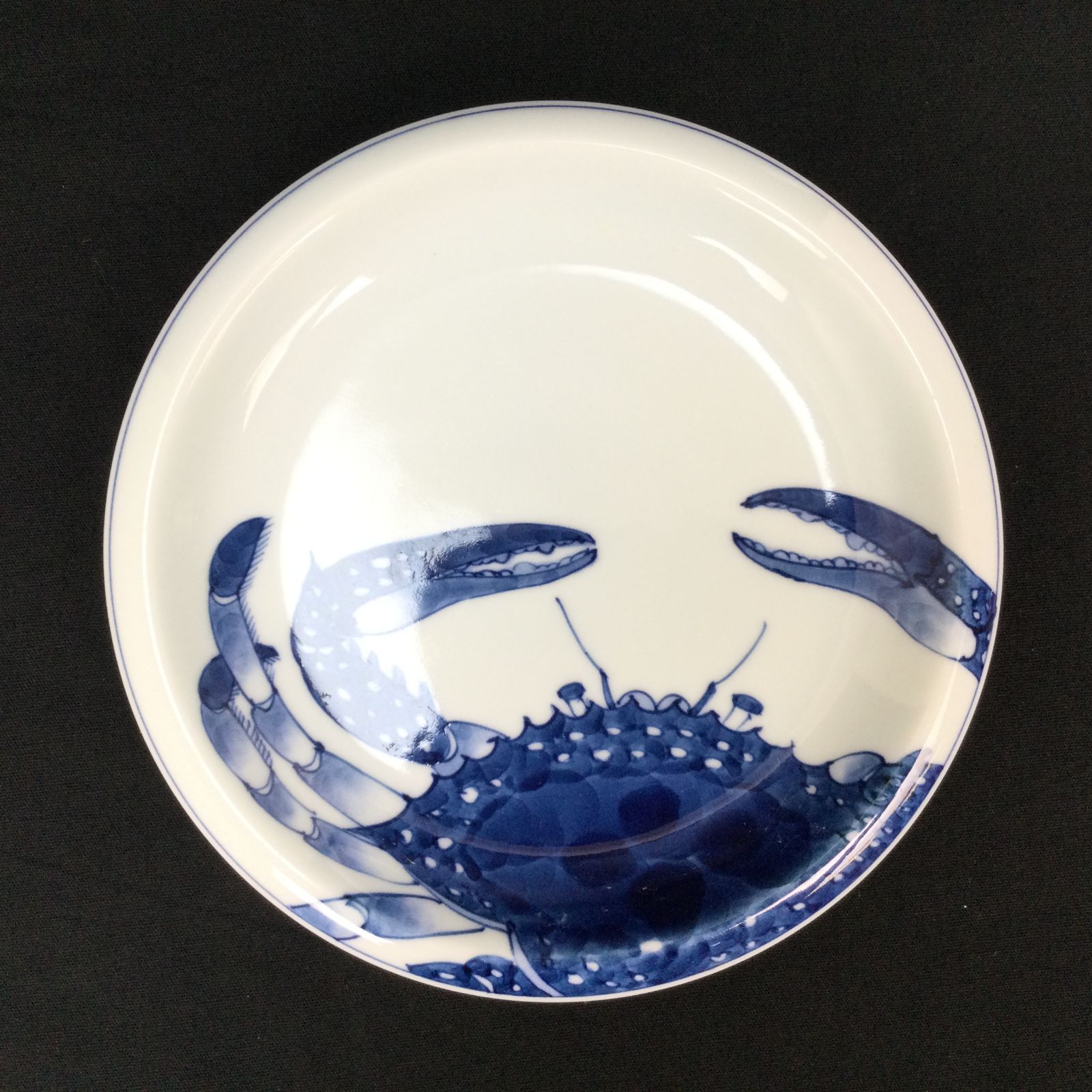 1410 有田焼 源右衛門 染付蟹絵 銘々皿 3枚セット 食器 工芸品 お皿