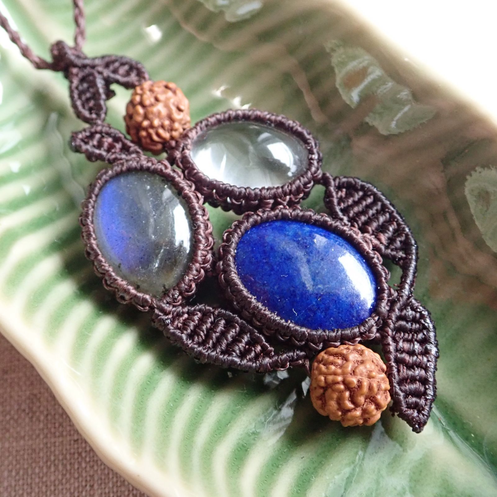 天然石ペンダント三点 マクラメ編み 天然石 マクラメ編み ネックレス 3