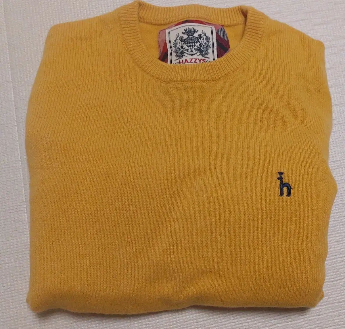 100 お勧め HAZZYS(へジス) 105 肘当て 黄色 ニット セーター