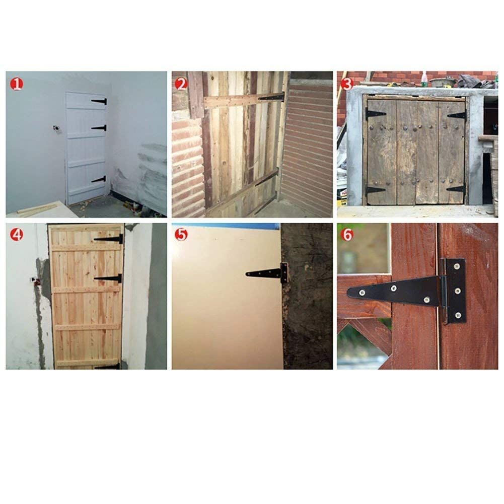 5インチの長さ 学校 蝶番 部屋 T字型 Tヒンジ クローゼット キャビネット ヘビーデューティー ゲート ドア ドアヒンジ ティーヒンジ 金具 LUCKYBEE ブラック セット