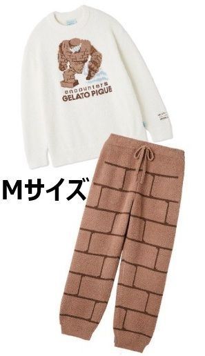 ジェラピケ ドラゴンクエスト ブラウンM ベビモコプルオーバー-モンスターロングパンツセット GELATO PIQUE HOMME メンズ