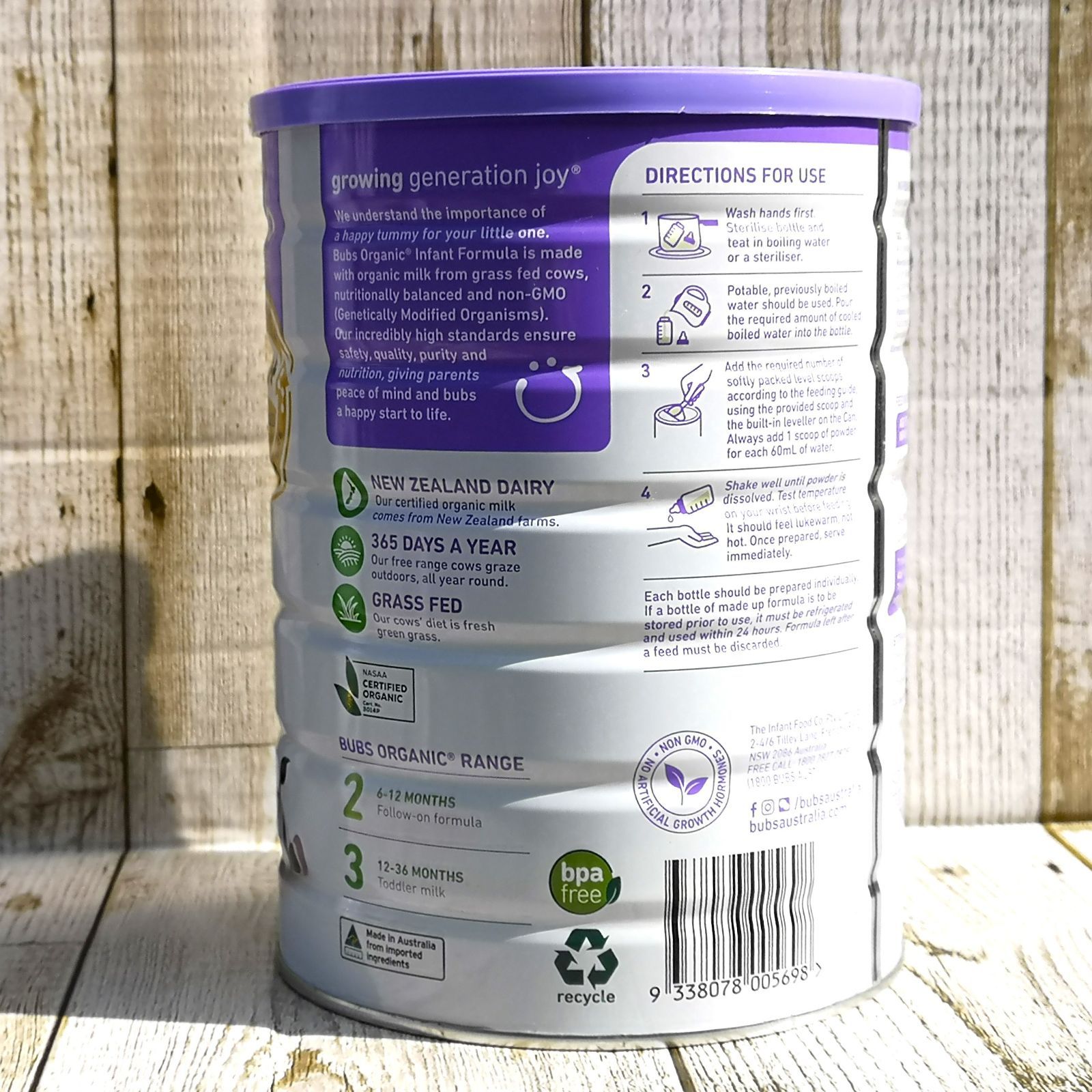 Bubsオーガニック粉ミルク グラスフェッド STEP1 3缶セット Bubs