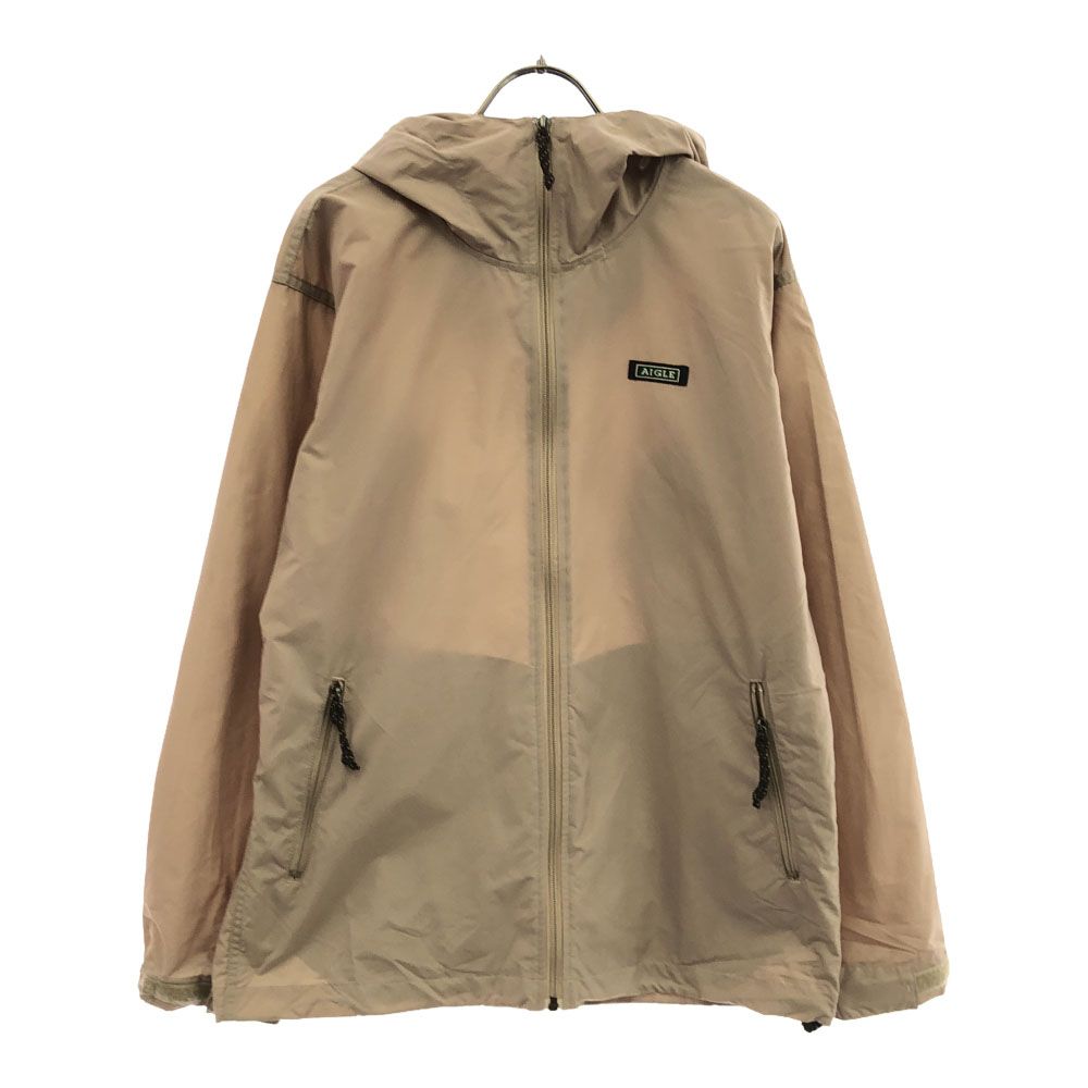 エーグル ロゴワッペン フーディ ナイロンジャケット M ベージュ AIGLE アウトドア 8504-48401 メンズ