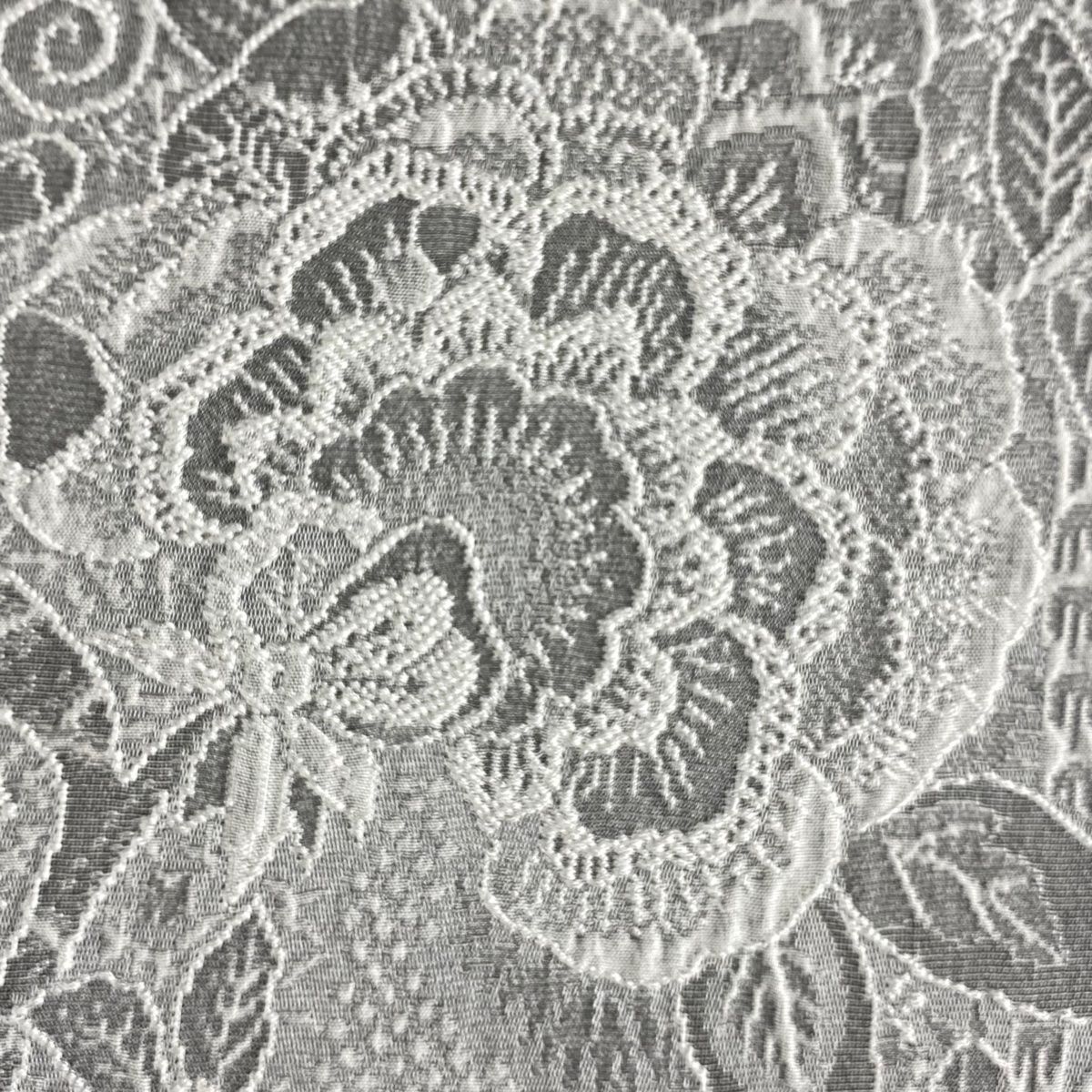 小紋 身丈156.5cm 裄丈66cm M 袷 山岡古都 草花 紋意匠 灰色 正絹 美品  