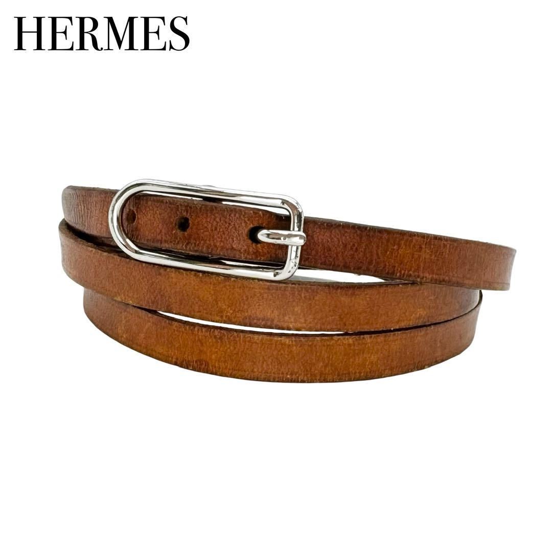 HERMES エルメス アピ1 チョーカー 3連 ブレスレット アクセサリー レザー ブラウン - メルカリ