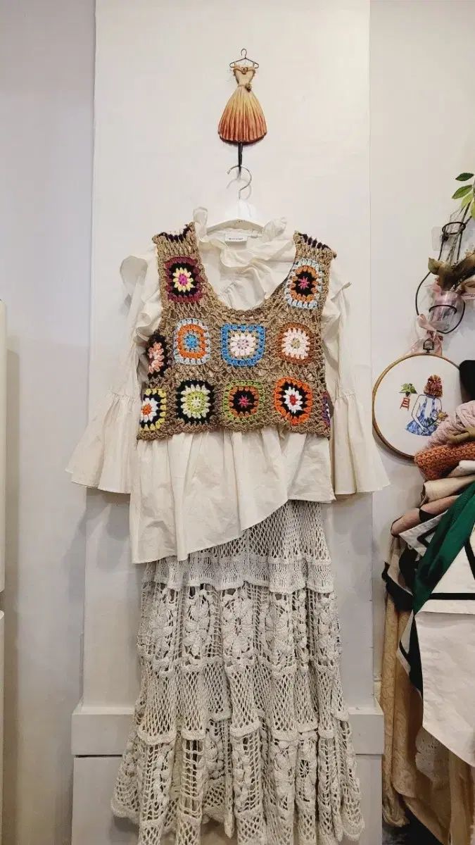 Bucolique ビスチェ ニット 輸入かぎ針編み スカート