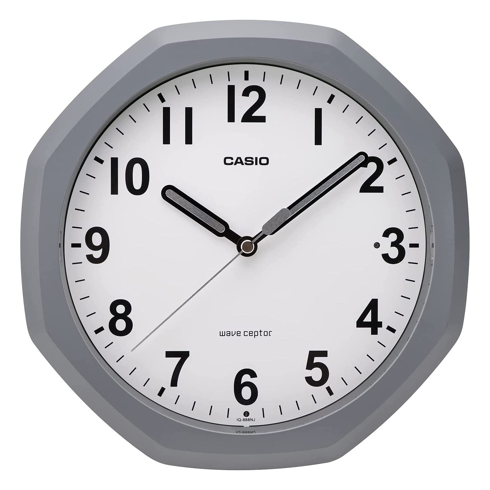 CASIO カシオ 掛け時計 壁掛け時計 電波時計 グレー アナログ 自動点灯 夜間秒針停止 置き掛け兼用 IQ-888NJ-8JF